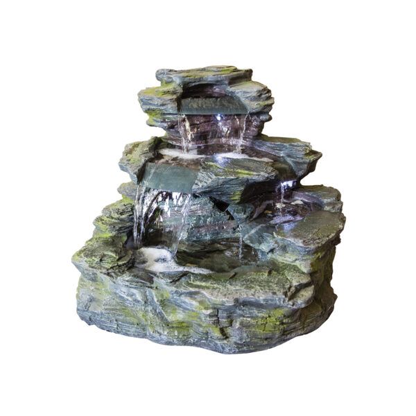 Garda Falls Water Feature inc. LEDs - Polyresin - L77.5 x W89 x H66 cm - Natural Stone