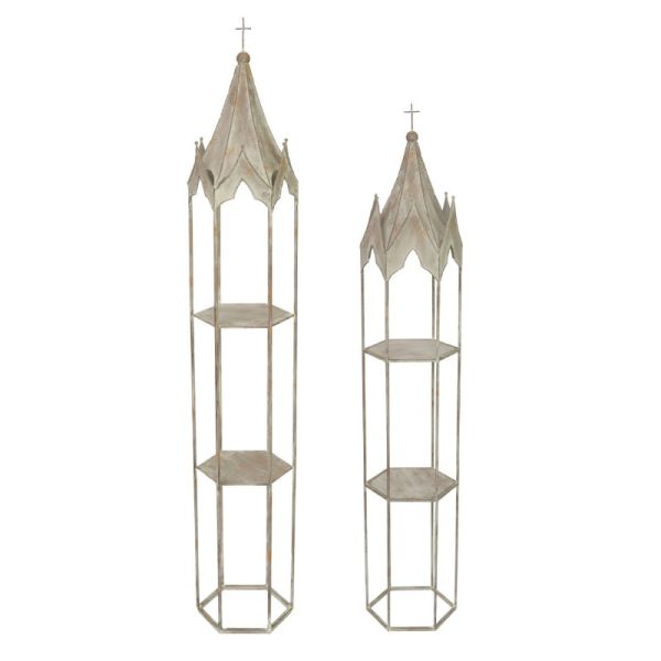Gothic Obelisk Shelf (Set of 2) - Metal - Grey Rust