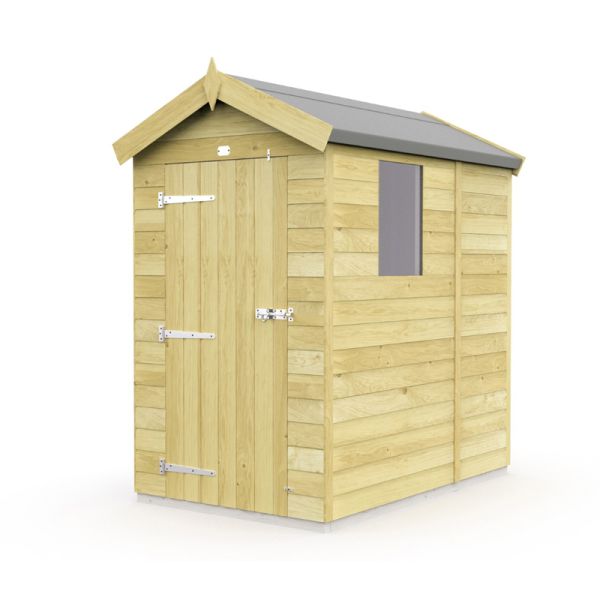 4 x 5 Feet Apex Shed - Single Door With Windows - Wood - L158 x W118 x H217 cm