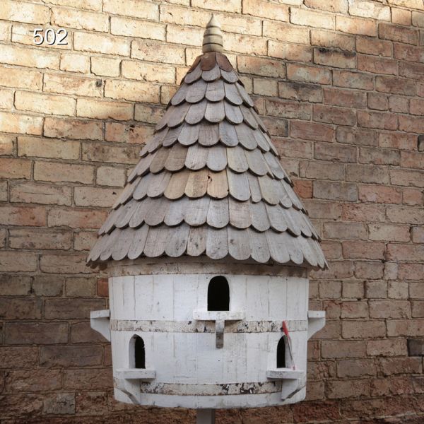 Large Round Dovecote Birdhouse (Large Hole) Framlingham Rustic English Pole Mounted Dove House for doves or pigeons