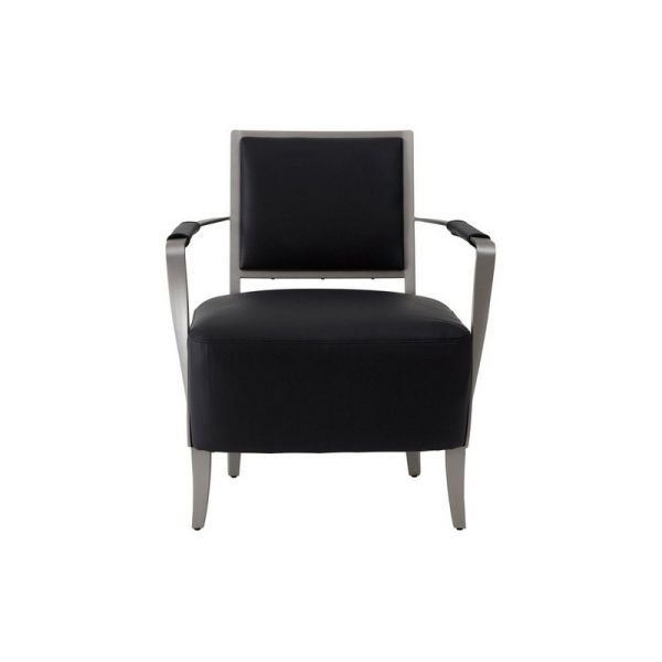 Moda Leather Dining Chair - Natural/Metal - L64 x W69 x H80 cm - Black