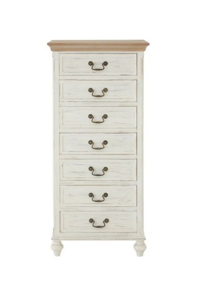 Hendra 7 Drawers Cabinet - Metal/Wood/Glass - L38 x W60 x H128 cm - Natural/Cream