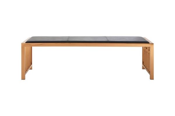 Novara Bench - Metal/Wood - L40 x W150 x H40 cm - Rose Gold