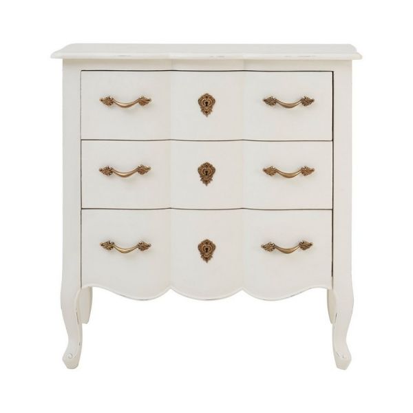 Loire Three Drawer Chest - Wood - L40 x W80 x H80 cm - White
