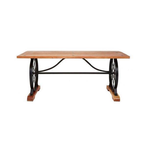 Nandri Dining Table - Metal/Acacia Wood - L90 x W180 x H76 cm - Black/Brown