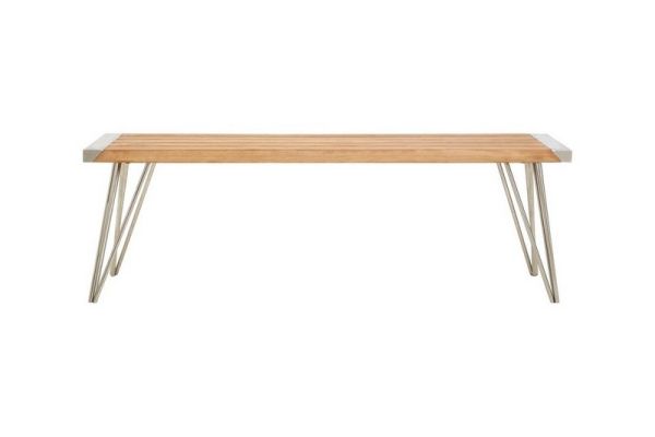 Nandri Teak Bench - Metal/Wood - L35 x W140 x H45 cm - Natural