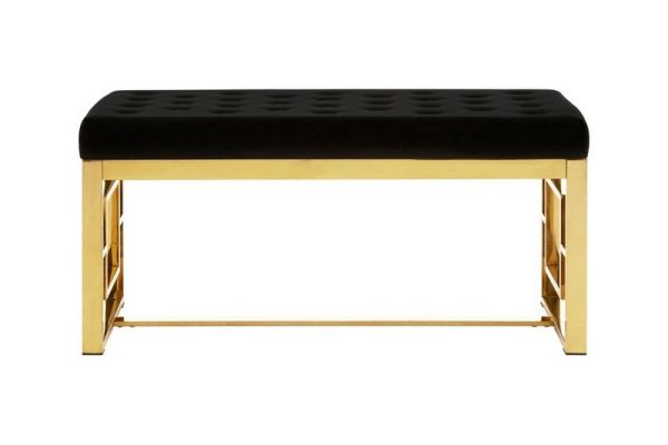 Allure Velvet Bench - Metal/Textile - L44 x W97 x H46 cm - Black/Gold
