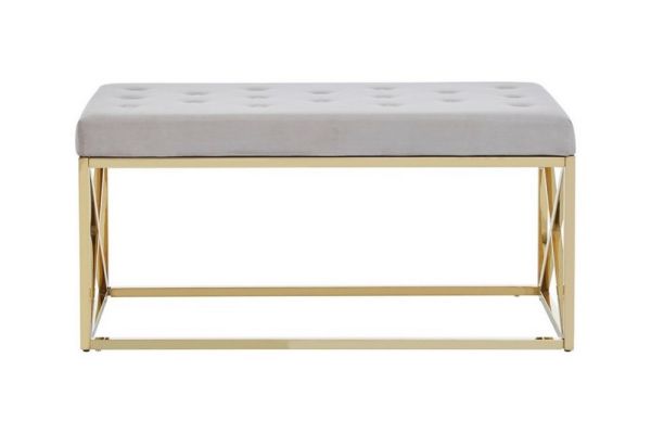 Allure Mink Velvet Gold Finish Bench - Metal - L44 x W97 x H46 cm