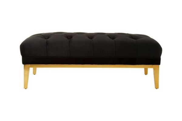 Piermount Chesterfield Ottoman - Wood/Textile - L65 x W123 x H46 cm - Black/Gold