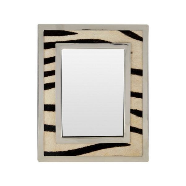 5 x 7 Inch Kensington Townhouse Zebra Design Photo Frame - Metal/Natural Wood - L4 x W21 x H27 cm - Black/White