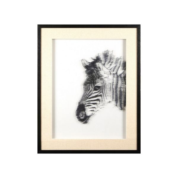 Modello Zebra Sculpture Wall Art - Wood - L5 x W80 x H100 cm - Black/White