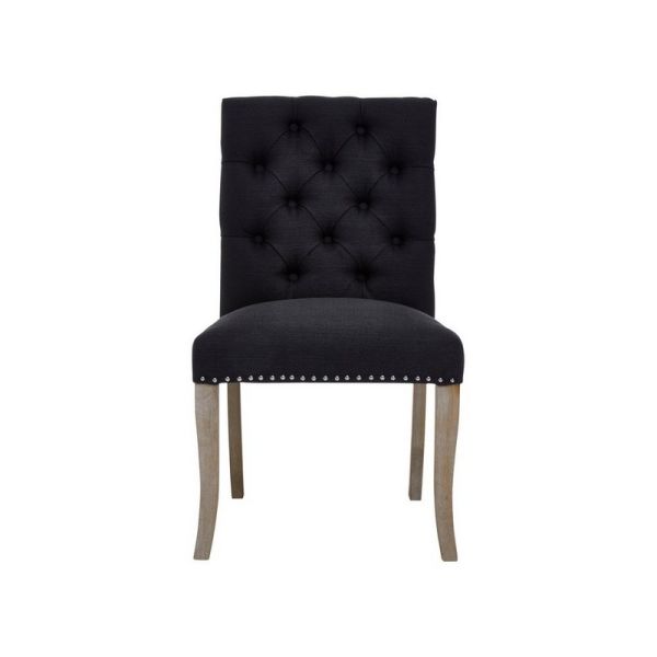 Kensington Townhouse Linen Dining Chair - Wood/Textile/Synthetic - L62 x W56 x H97 cm - Black