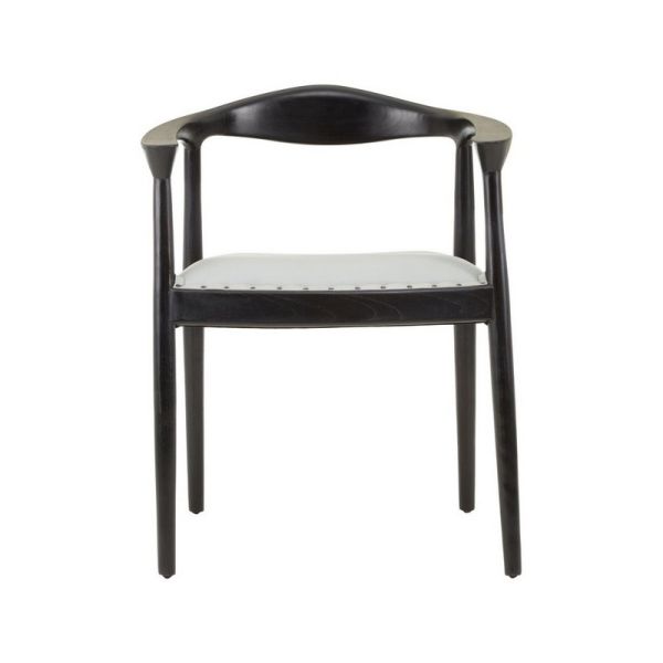 Kendari Open Back Leather Dining Chair - Wood/Synthetic/Textile - L52 x W62 x H77 cm - Black/Grey
