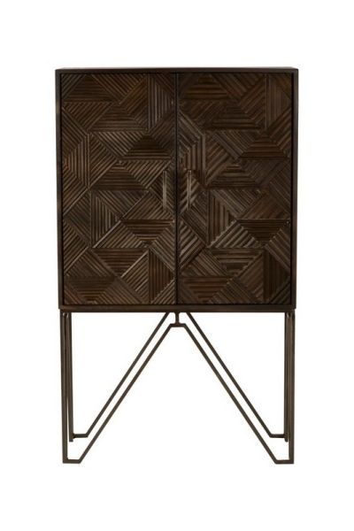 Saira Cabinet - Metal/Wood - L42 x W92 x H152 cm - Grey