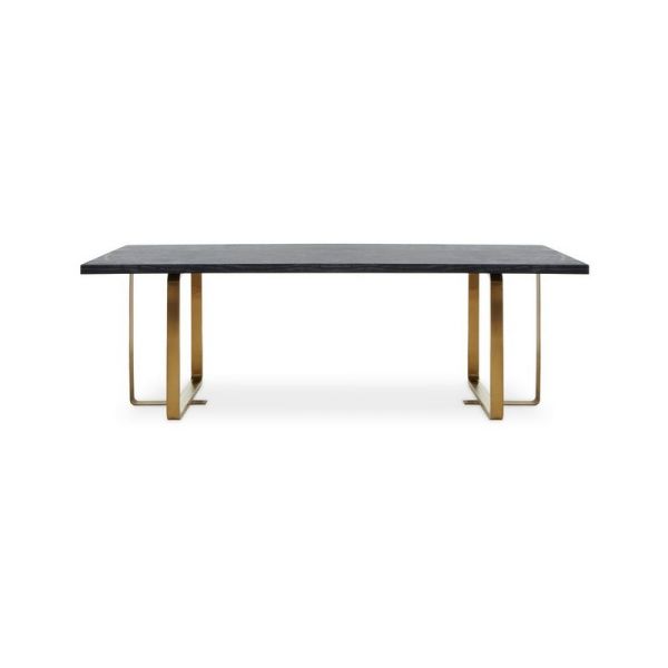 Lena Dining Table - Metal/Synthetic - L100 x W240 x H77 cm - Black/Gold/Grey