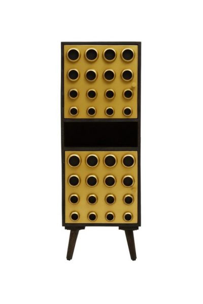 Arti Two Drawer Tall Cabinet - Wood - L35.5 x W45 x H124 cm - Gold/Brown