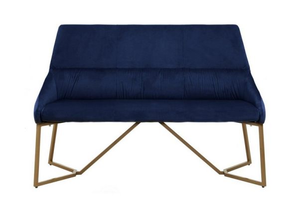 Vieste Midnight Velvet Bench - Metal/Wood/Textile - L68 x W140 x H94 cm - Blue