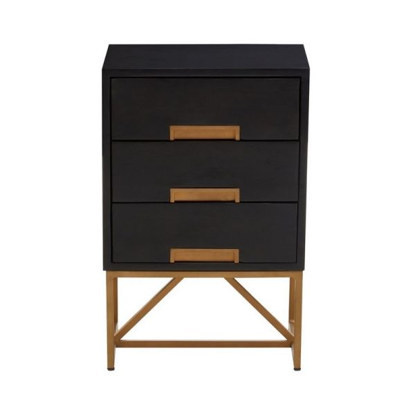 Kochi Side Table - Metal/Wood - L40 x W40 x H60 cm - Gold/Natural