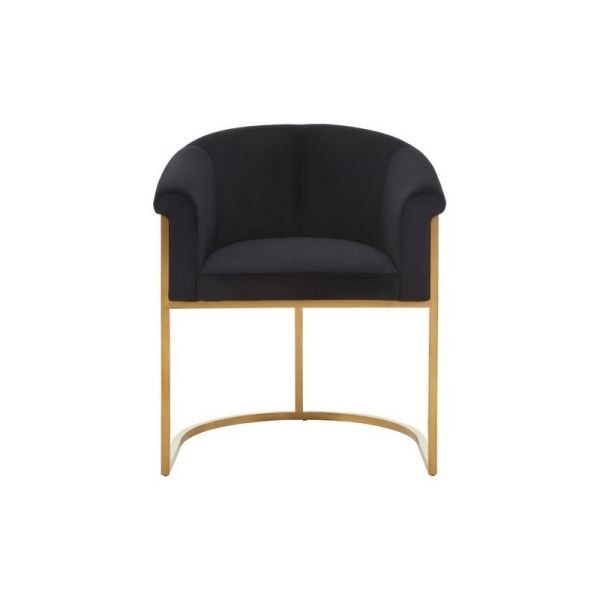 Vogue Velvet Dining Chair - Metal/Textile - L58 x W65 x H76 cm - Black/Gold