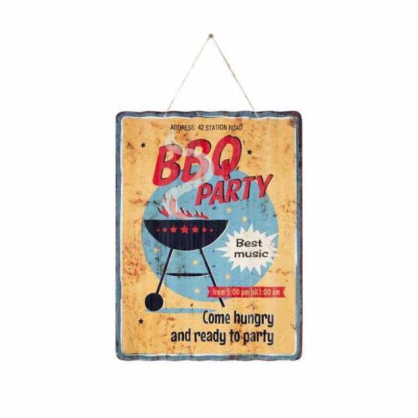Corrugated BBQ Slogan Steel W30 x H40 cm Multicoloured