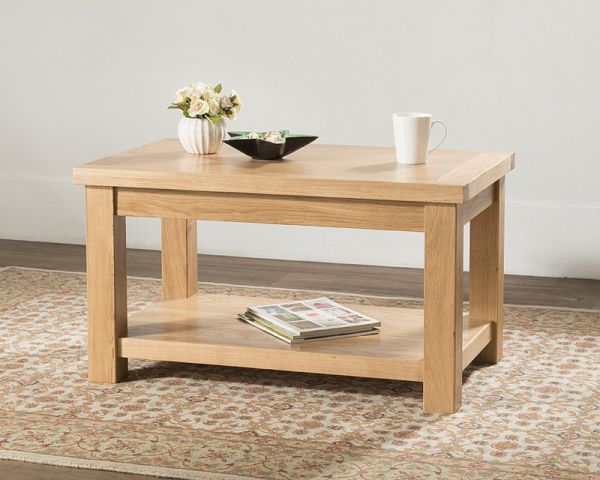 Sienna Standard Coffee Table with Shelf - D55 x W90 x H50 cm - Oak