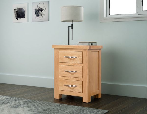 Sienna 3 Drawer Bedside Cabinet - L38 x W50 x H65 cm