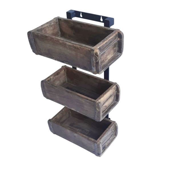 3 Brick Mold Wallrack Planter - Reclaimed Wooden - L5 x W6 x H50 cm