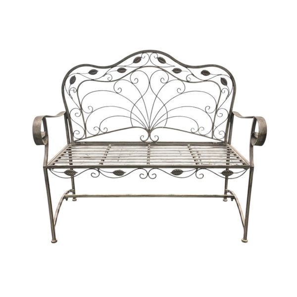 45 Inch Garden Bench - Metal - L58 x W115 x H96 cm - Stone Grey