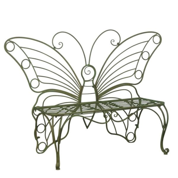 Butterfly Design Garden Bench - Metal - L45 x W152 x H100 cm - Green
