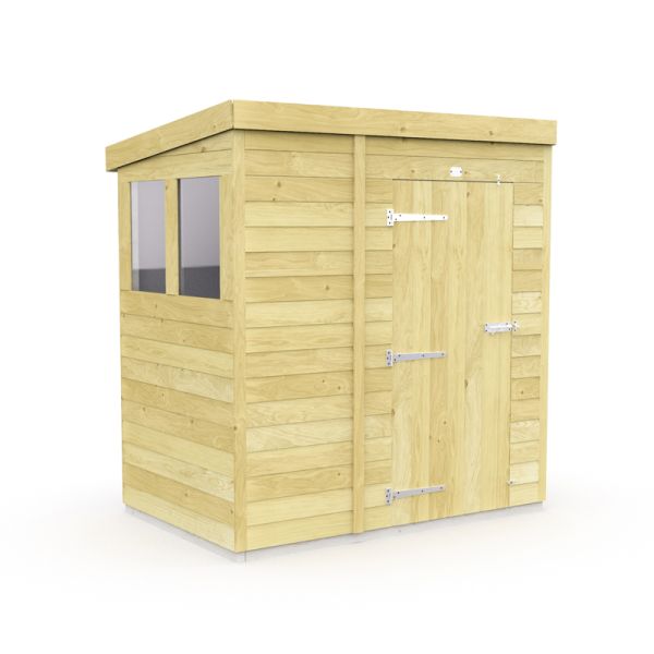 5 x 4 Feet Pent Shed - Single Door With Windows - Wood - L118 x W158 x H201 cm