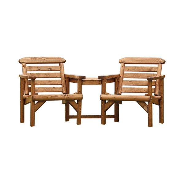Thornton Rustic Alcove Seat Garden Chair - Timber - L8.5 x W18.3 x H8.6 cm - Natural