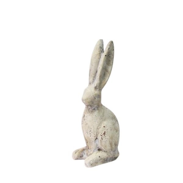 Rabbit Ornament - L11 x W9 x H26 cm - Cream Cement