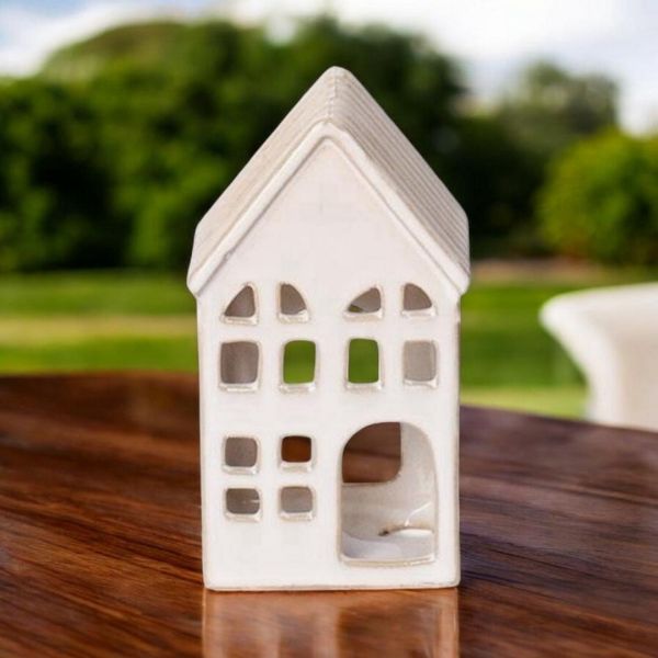 House Tealight Holder - Ceramic - L7 x W6 x H12 cm - Cream
