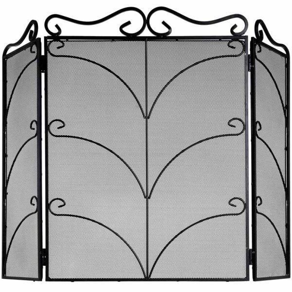 Heavy Large Ornate Fire Screen - Metal/Steel - L2 x W85 x H75 cm - Black