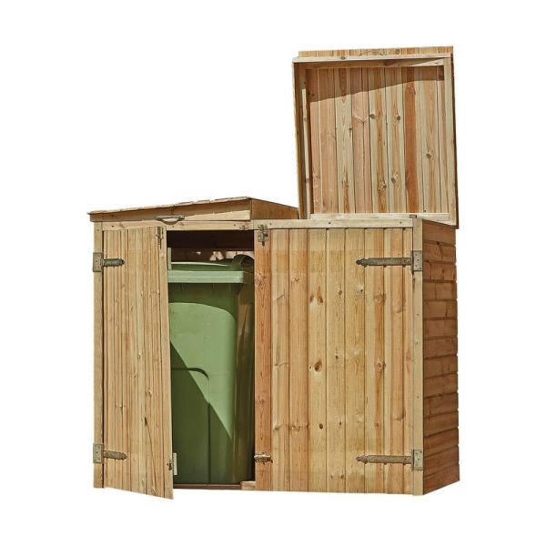 Double Wheelie Bin Store - Timber - L8 x W13 x H15 cm - Natural