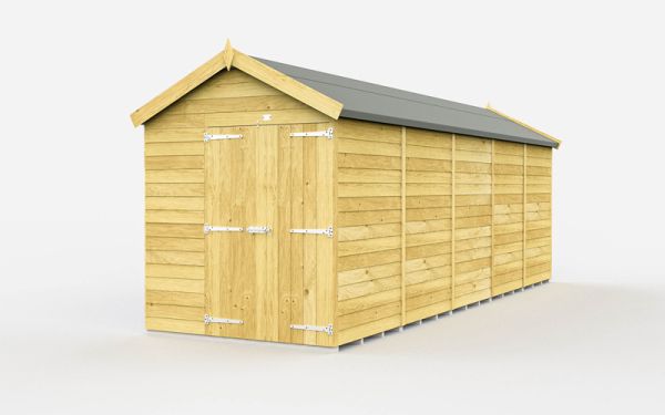 6 x 20 Feet Apex Shed - Double Door Without Windows - Wood - L590 x W175 x H217 cm