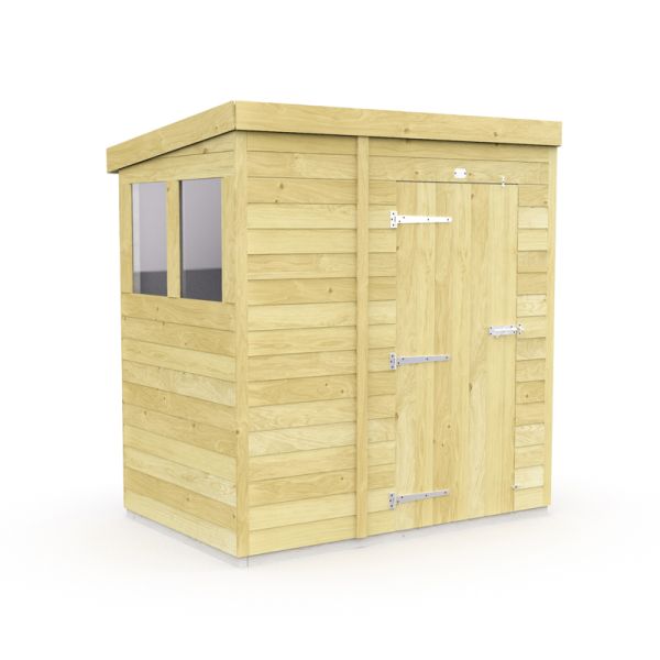 6 x 4 Feet Pent Security Shed - Double Door - Wood - L118 x W185 x H201 cm