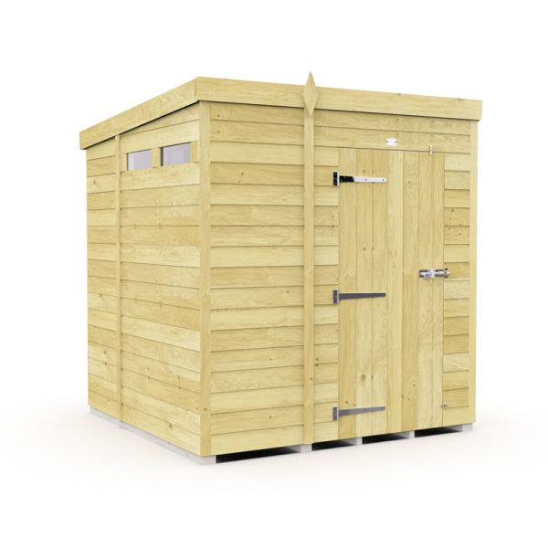 6 x 6 Feet Pent Security Shed - Single Door - Wood - L178 x W185 x H201 cm