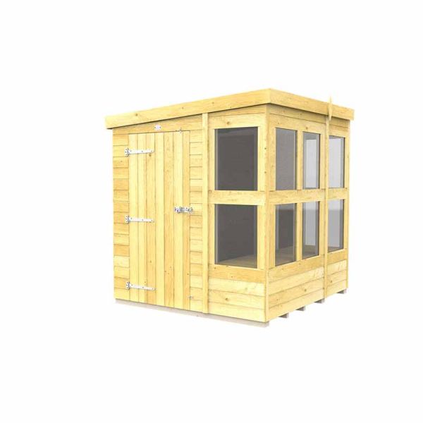 6ft x 6ft Pent Potting Shed - Wood - L 178 x W 185 x H 201 cm