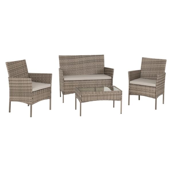 Willow Garden/Patio Set - Grey Rattan/Clear Glass