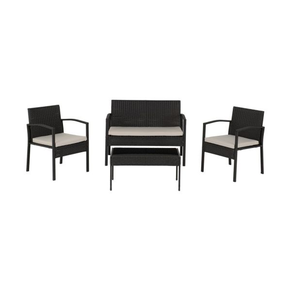 Cedar Garden Set (4 piece) - Rattan - Grey/Black