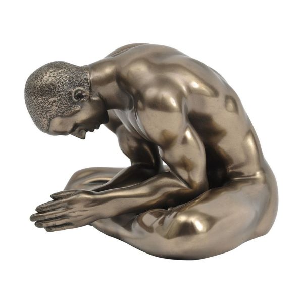 Keswick Meditating Man Sculpture - Polyresin/Calcium Carbonate - L12 x W13.5 x H8.5 cm - Bronze