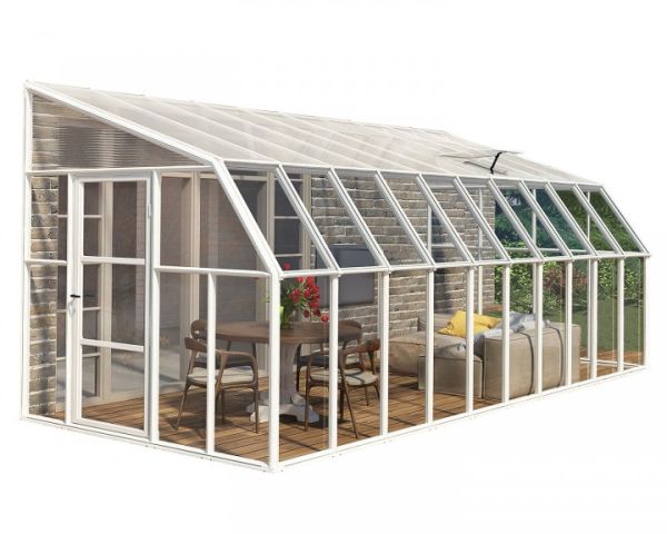 Lean To Greenhouse Sun Room Clear 8 x 20 - Polycarbonate/Acrylic - L632 x W257 x H266 cm