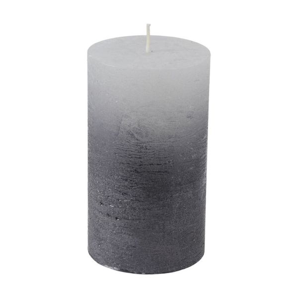 Pillar Candle With Metallic Ombre Base - Paraffin - L10 x W10 x H20 cm - Black/White