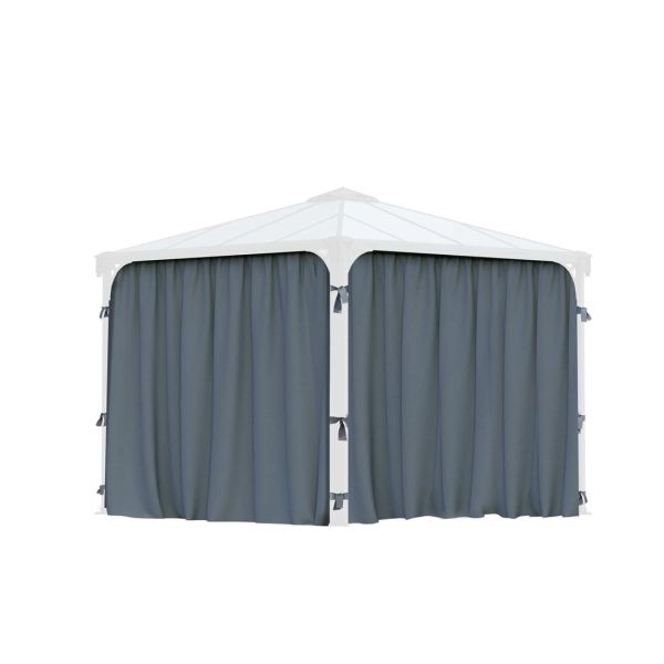 Curtain Set for Square Gazebo - Polyester - L217 x W366 cm - Grey (Gazebo Not Included)