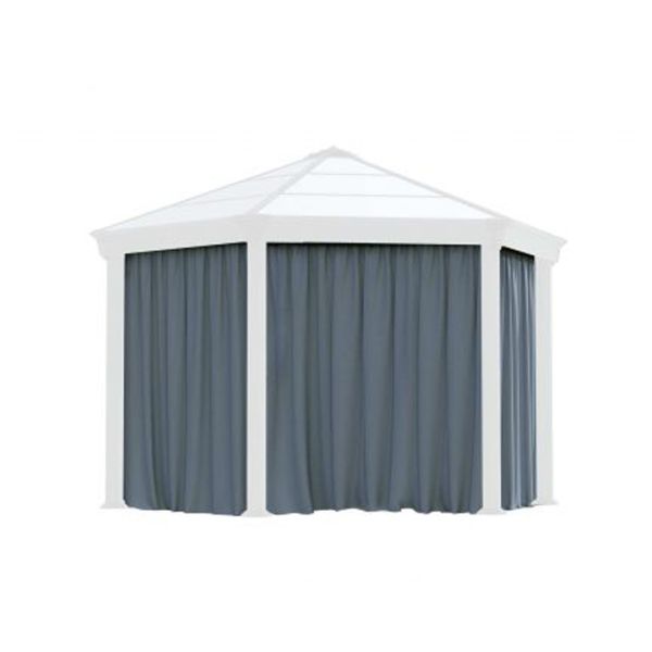 Curtain Set for Hexagonal Gazebo - Polyester - L217 x W232 cm - Grey (Gazebo Not Included)