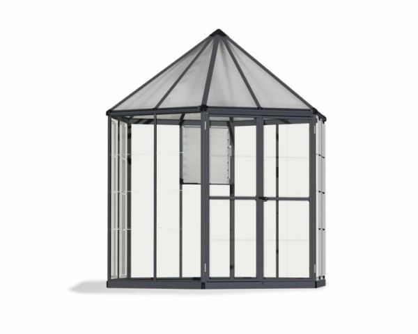 Greenhouse Oasis Hexagonal 8 Feet - Polycarbonate - L247.11 x W213.2 x H266.83 cm - Grey