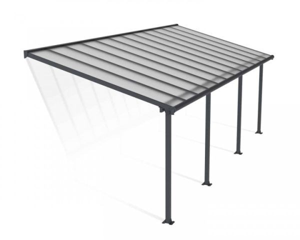 Patio Cover Olympia 3 x 7.30 Clear - Polycarbonate - L739 x W300 x H305 cm - Grey