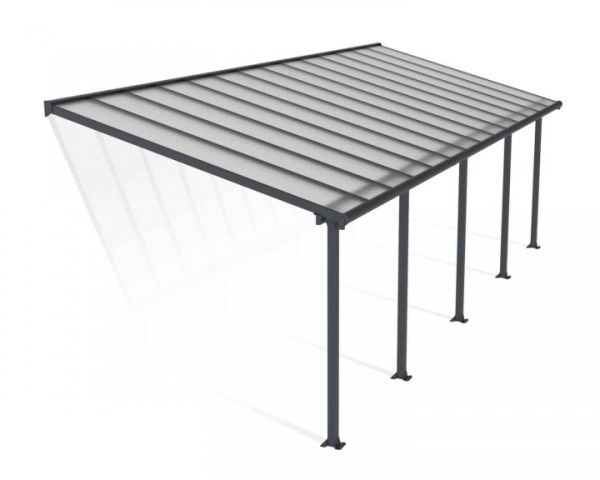 Patio Cover Olympia 3 x 8.51 Clear - Polycarbonate - L860 x W300 x H305 cm - Grey