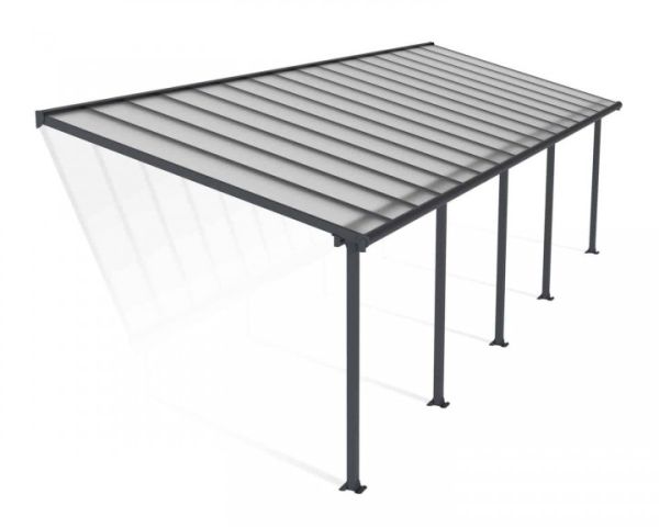 Patio Cover Olympia 3 x 9.71 Clear - Polycarbonate - L980 x W300 x H305 cm - Grey